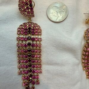 Lulu Frost Pink Crystal Fringe Drop Earrings